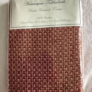 New Homespun Fringed Tablecloth, 52x70”, 100% cotton